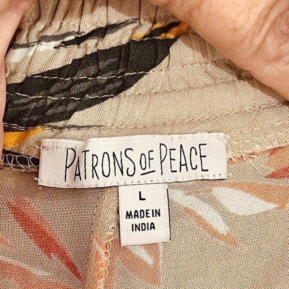 Patrons of Peace Pants Womens Large Floral Wide Leg Pleated Boho Pockets Rayon - Picture 16 of 16